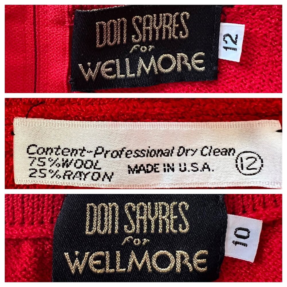 Vintage Don Sayres Wellmore Womens Santana Knit Skirt Sweater Jacket Red 10 12 - Picture 14 of 15